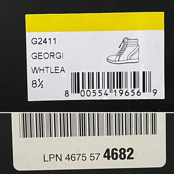 L.A.M.B Georgi White Leather Hidden Wedge Zip Up High Top Sneaker Size 8 1/2 - Picture 13 of 15